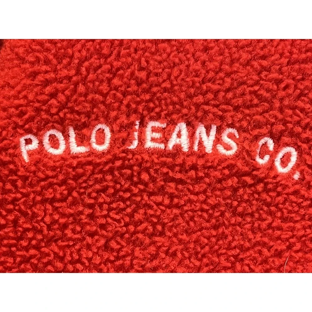 Vintage Polo Jeans Co. Ralph Lauren Fleece Jacket Sz XL GUC Full Zip Red 90's